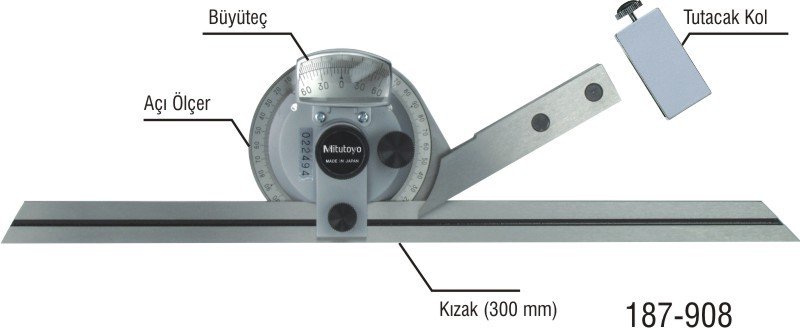 Mitutoyo 187-106 / Mercekli Üniversal Açı Ölçerler için Kızak 150 mm