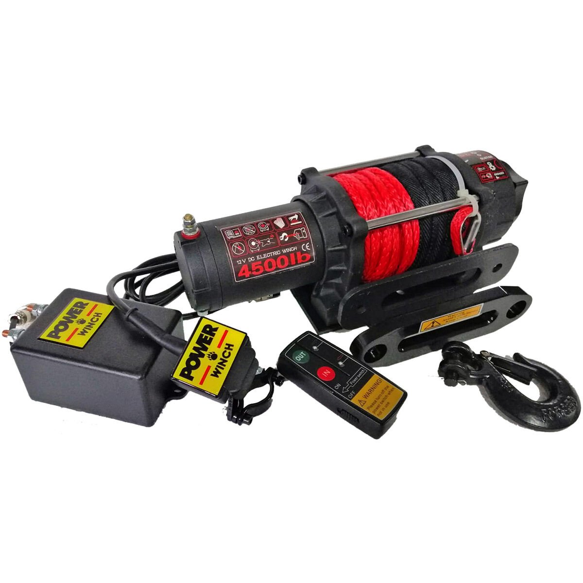 Power Winch 4500 lb Sentetik Halatlı ATV Elektrikli Vinç 12 V
