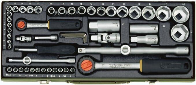 Proxxon Endüstriyel 23040 - Cırcırlı Kollu 56 Parçalı Lokma ve Bits Takımı