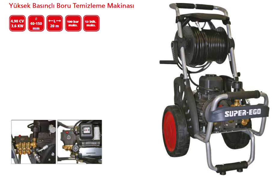 SUPER EGO Yüksek Basınçlı Boru Temizleme Makinası