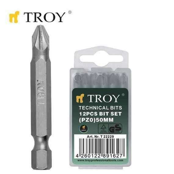 TROY 22231 Bits Uç Seti (PZ2x50mm, 12Adet)