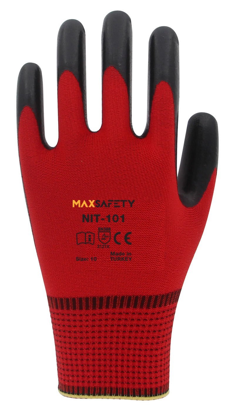 Ni̇tri̇l Kapli Eldi̇ven (kirmizi - Si̇yah) No: 8 - 9 - 10