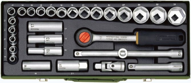 Proxxon Endüstriyel 23000 - Cırcırlı Kollu 29 Parçalı Lokma Takımı