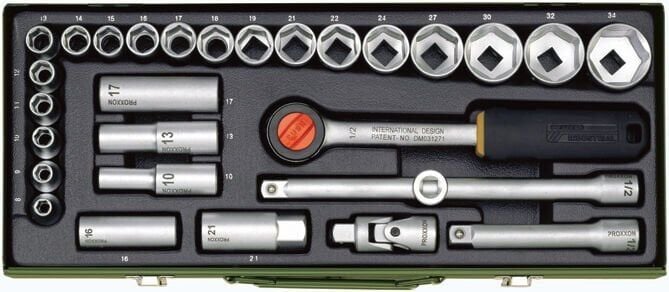 Proxxon Endüstriyel 23000 - Cırcırlı Kollu 29 Parçalı Lokma Takımı