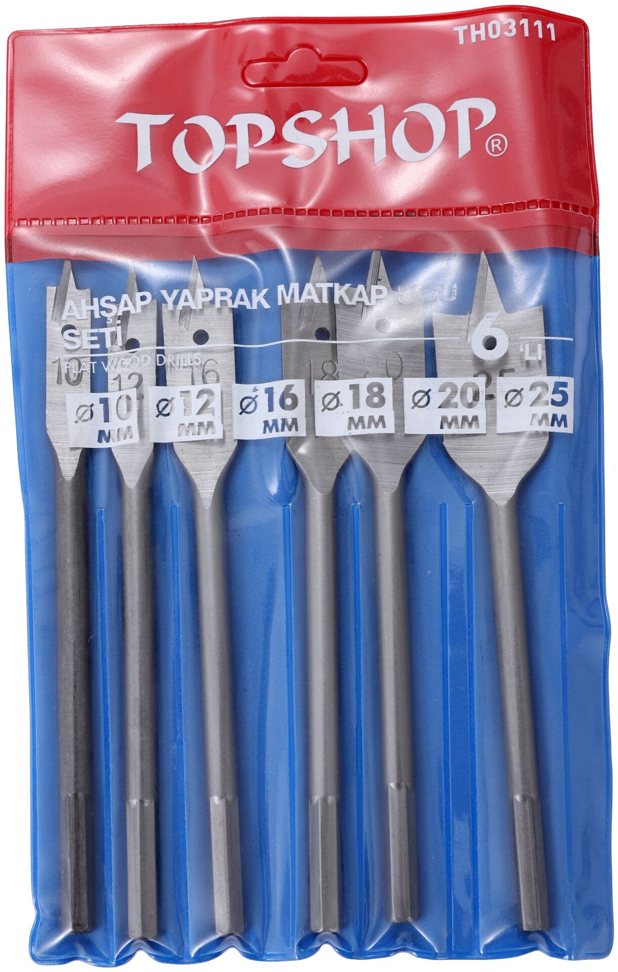 Topshop TH03111 - 6'lı Ahşap Yaprak Matkap Ucu Seti - Dayanıklı ve Kullanışlı