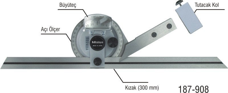 Mitutoyo 187-106 / Mercekli Üniversal Açı Ölçerler için Kızak 150 mm