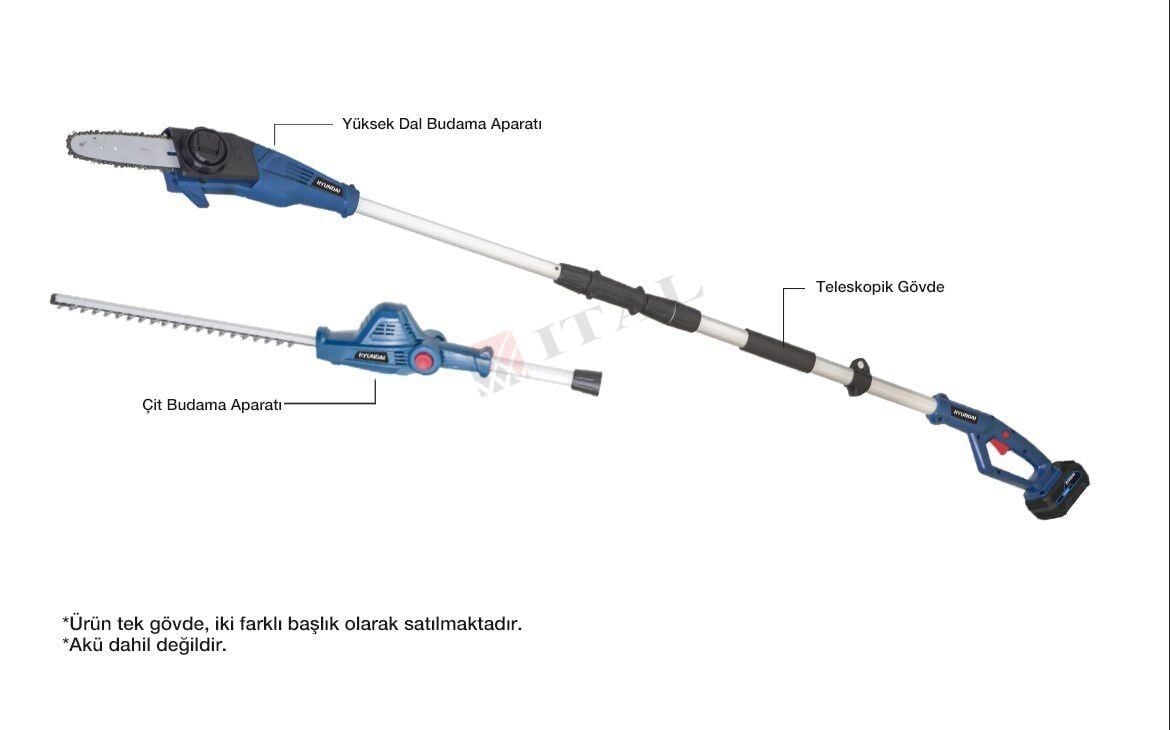 Hyundai PSHT202 Akülü Tels. Dal Budama Ve Çi̇t Bi̇çme (Akü Ve Şarj Hariç)
