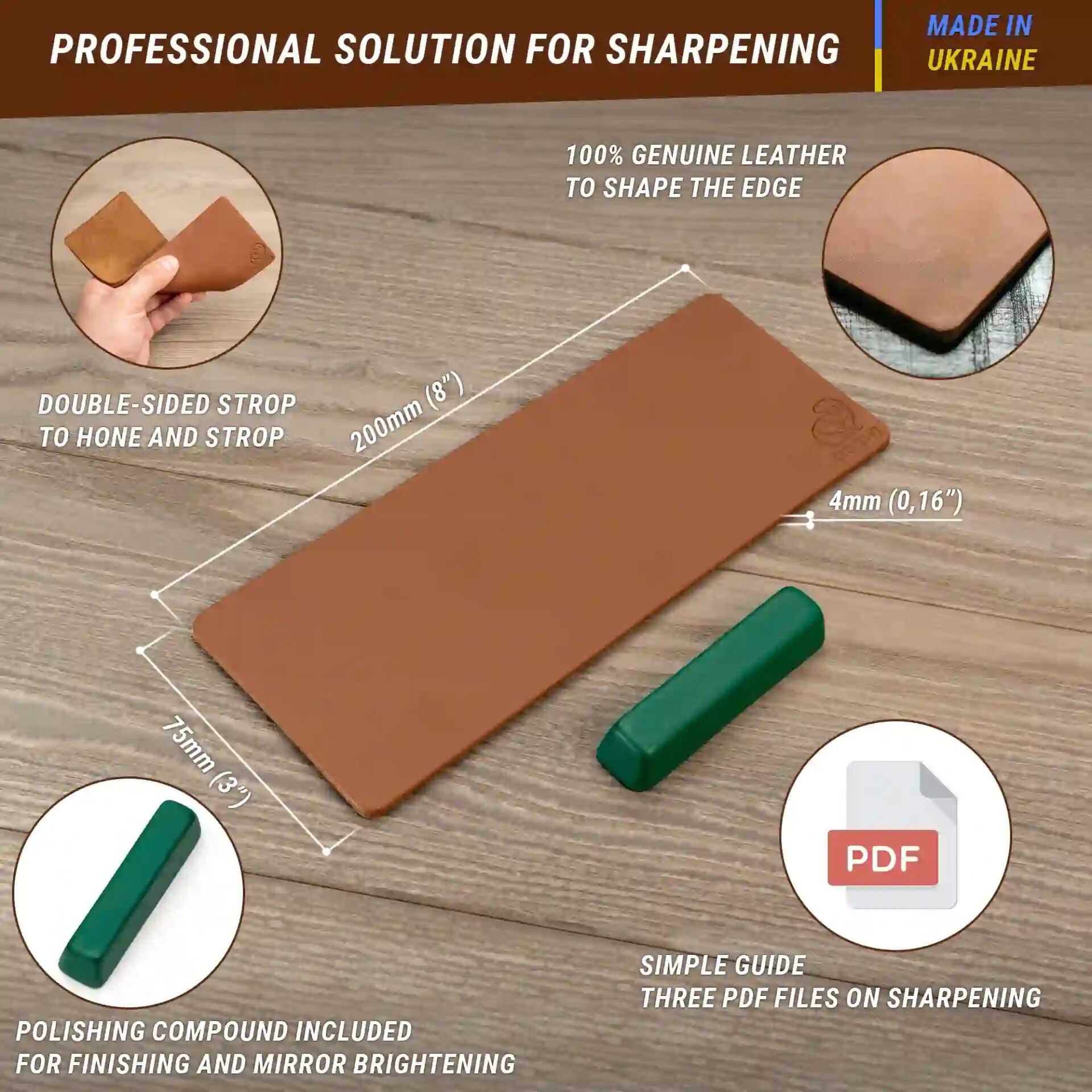 BeaverCraft LS2P1 Deri Bileme Kayışı ve Parlatma Macunu Seti, 2 Parça