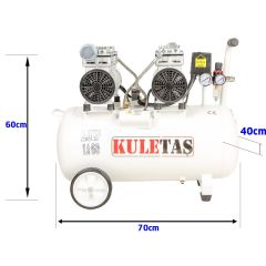 Kuletaş Süper Sessiz Yağsız Kompresör 60 Litre Çift Motor 2 Hp