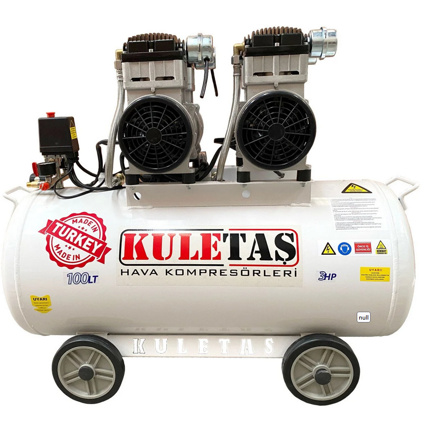 Kuletaş 100 Litre Sessiz Yağsız Hava Kompresörü 3 HP (YERLİ ÜRETİM)
