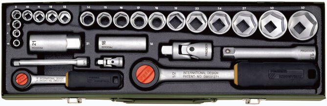 Proxxon Endüstriyel 23020 - Cırcırlı Kollu 27 Parçalı Lokma Takımı