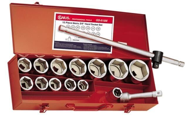 GENIUS GS-617AS Altıköşe Kromajlı Kısa Lokma Takımı 17 Parça (3/4'' Disk)