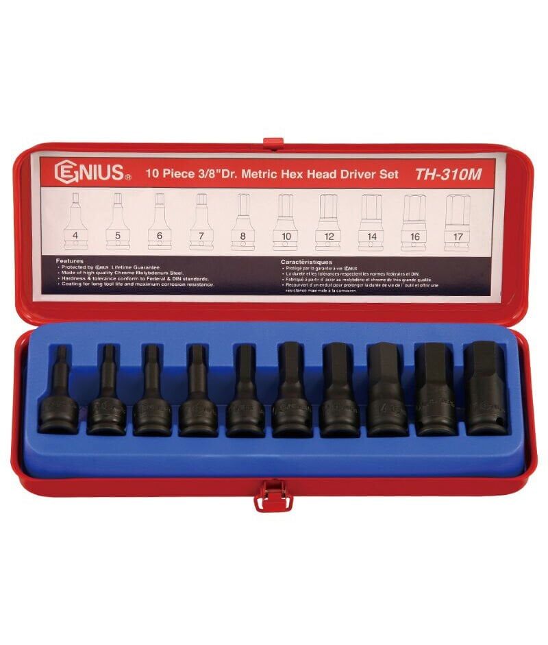 GENIUS TH-310M Lokmalı Allen Anahtar Takımı 3/8'' 10 Parça (4-17mm)