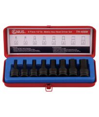 GENIUS TH-408M 1/2'' Lokmalı Allen Anahtar Takımı (8 Parça, 5-19mm)