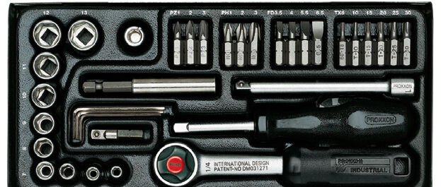 Proxxon Endüstriyel 23070 - Cırcırlı Kollu 39 Parçalı Lokma ve Bits Takımı