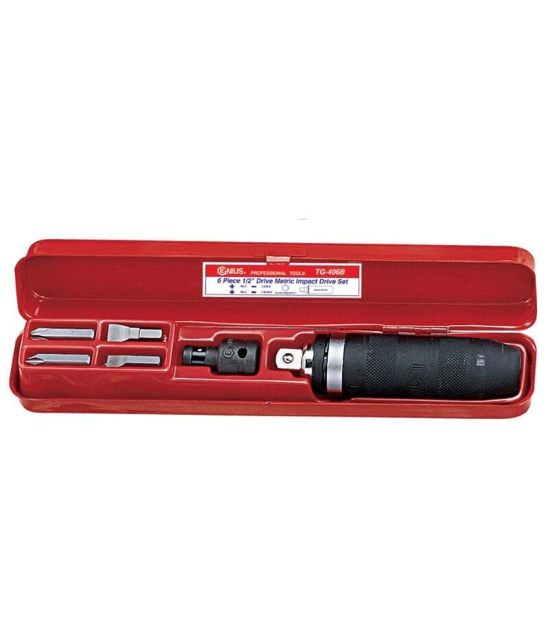 GENIUS TG-406B Profesyonel Darbeli Tornavida Takımı 1/2'' Sürücü 6 Parça Set