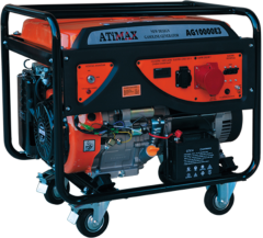 ATiMAX  AG10000E3  10 KVA, TRİFAZE, BENZİNLİ MARŞLI/İPLİ TEKERLİ JENERATÖR