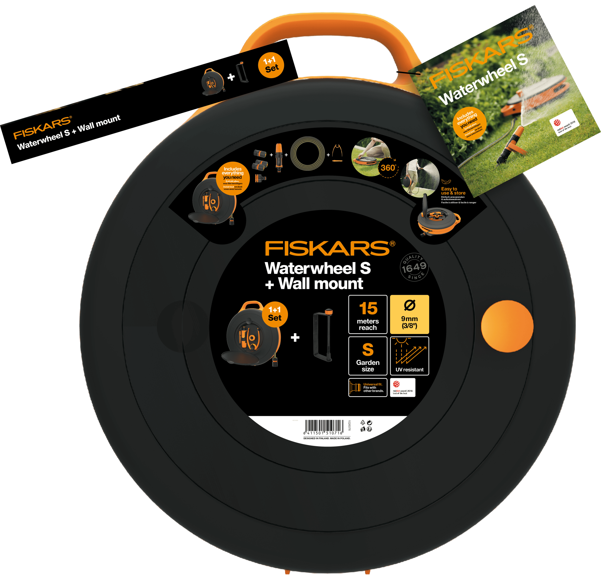 Fiskars Hortum Makara Duvar Montaj Seti 3/8'' 15M