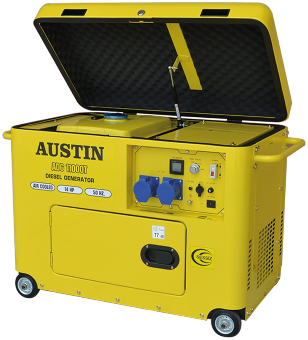AUSTIN ADG11000T3 9,5 KVA, TRİFAZE, KABİNLİ MARŞLI DİZEL PORTATİF JENERATÖR