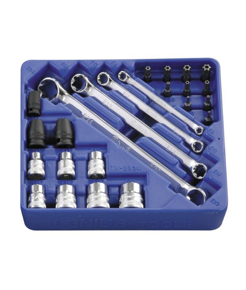 GENIUS TX-2324 24 Parça Profesyonel Torx Lokma ve Bits Uç Seti