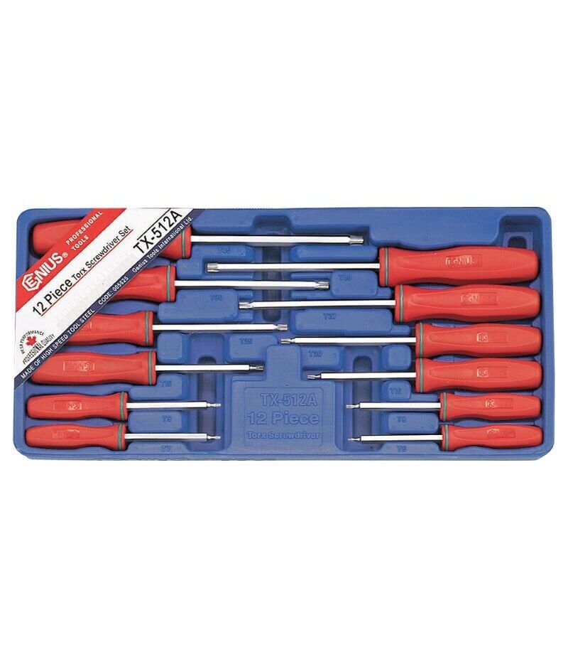 GENIUS TX-512A 12 Parça Delikli Torx Tornavida Seti (T6-T45)