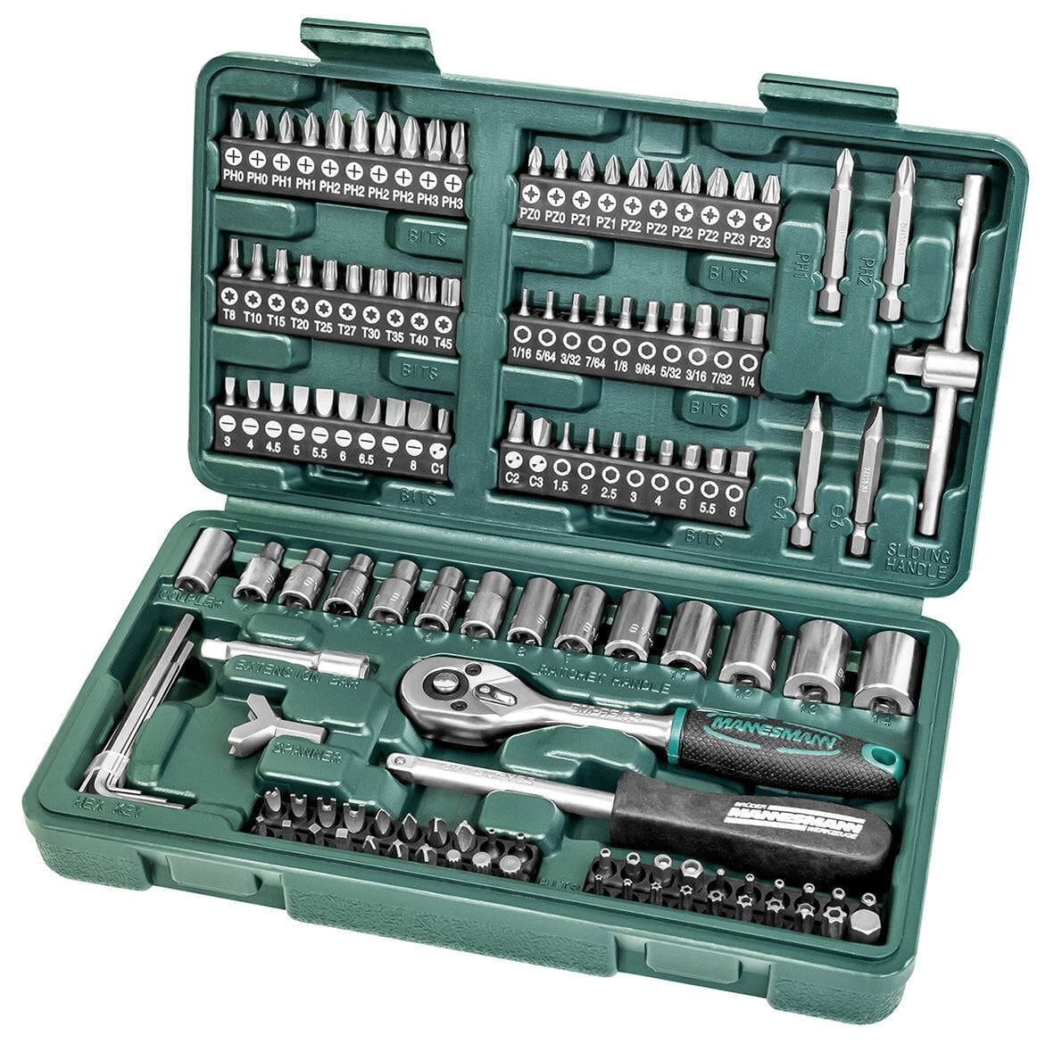 Mannesmann 29166 Lokma Anahtar Bits Uç Seti (130 Parça, 6.3 mm - 1/4'')
