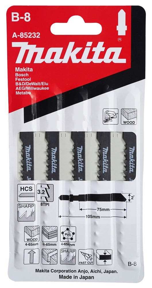 Makita A-85232 - Dekupaj Testere Bıçağı Ahşap - Plastik B - 8