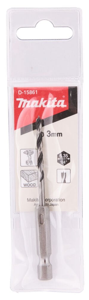 Makita D-15861 - 1/4'' Altıgen Ahşap Delme Matkap Ucu 3x75 Mm