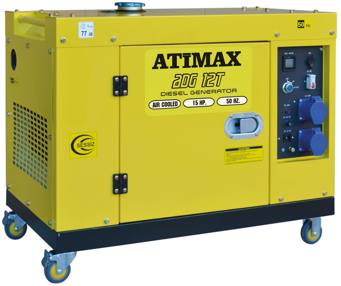 ATIMAX ADG12ES 10,0 KVA, MONOFAZE, DİZEL KABİNLİ, MARŞLI, JENERATÖR