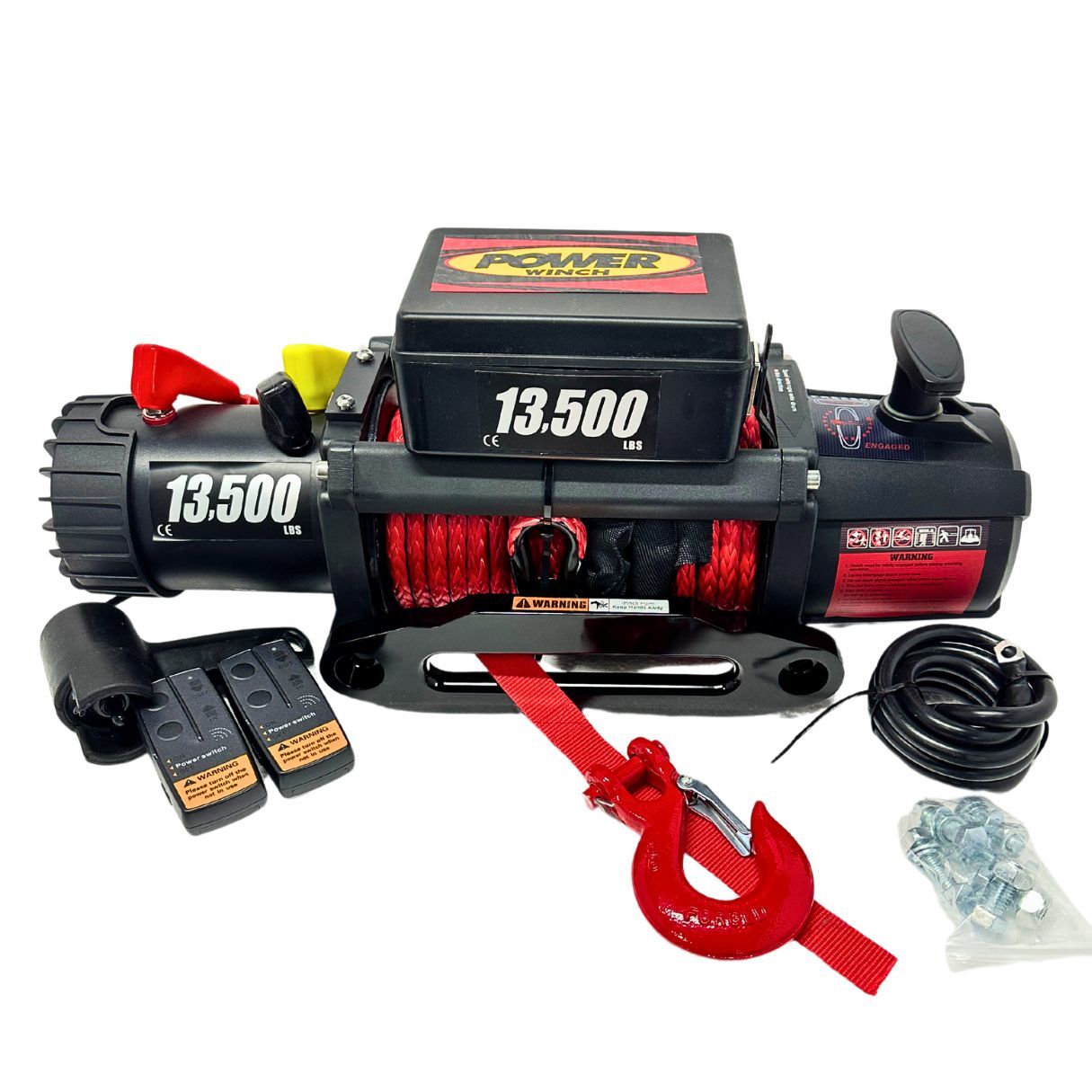 Power Winch 13500 lb Sentetik Halatlı Off-Road 4x4 Elektrikli Vinç 12V