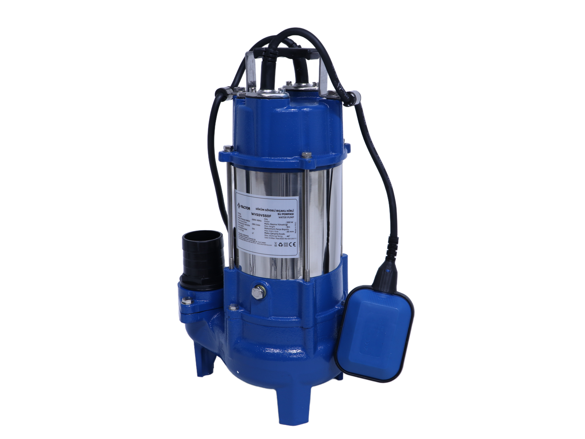 Factor WVSDV550F 550w Döküm Gövdeli Kirli Su Pompası