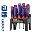 WORKPRO WP200551 21 Parça CR-V Duvar Askı Aparatlı Profesyonel Manyetik Tornavida Seti