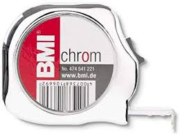 BMI Chrom Şerit Metre 2m x 13mm - 474241 - Paslanmaz Çelik Kasa