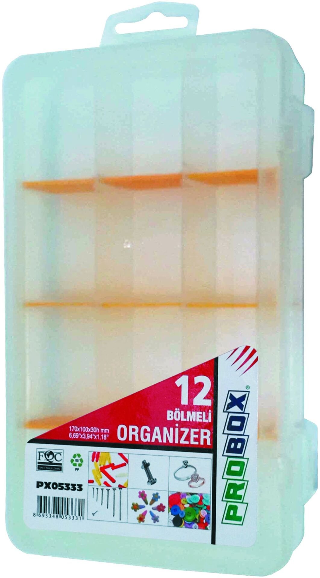 Probox PX05333 - 12 Bölmeli Organizer Kutu - Düzenli ve Pratik Çözüm