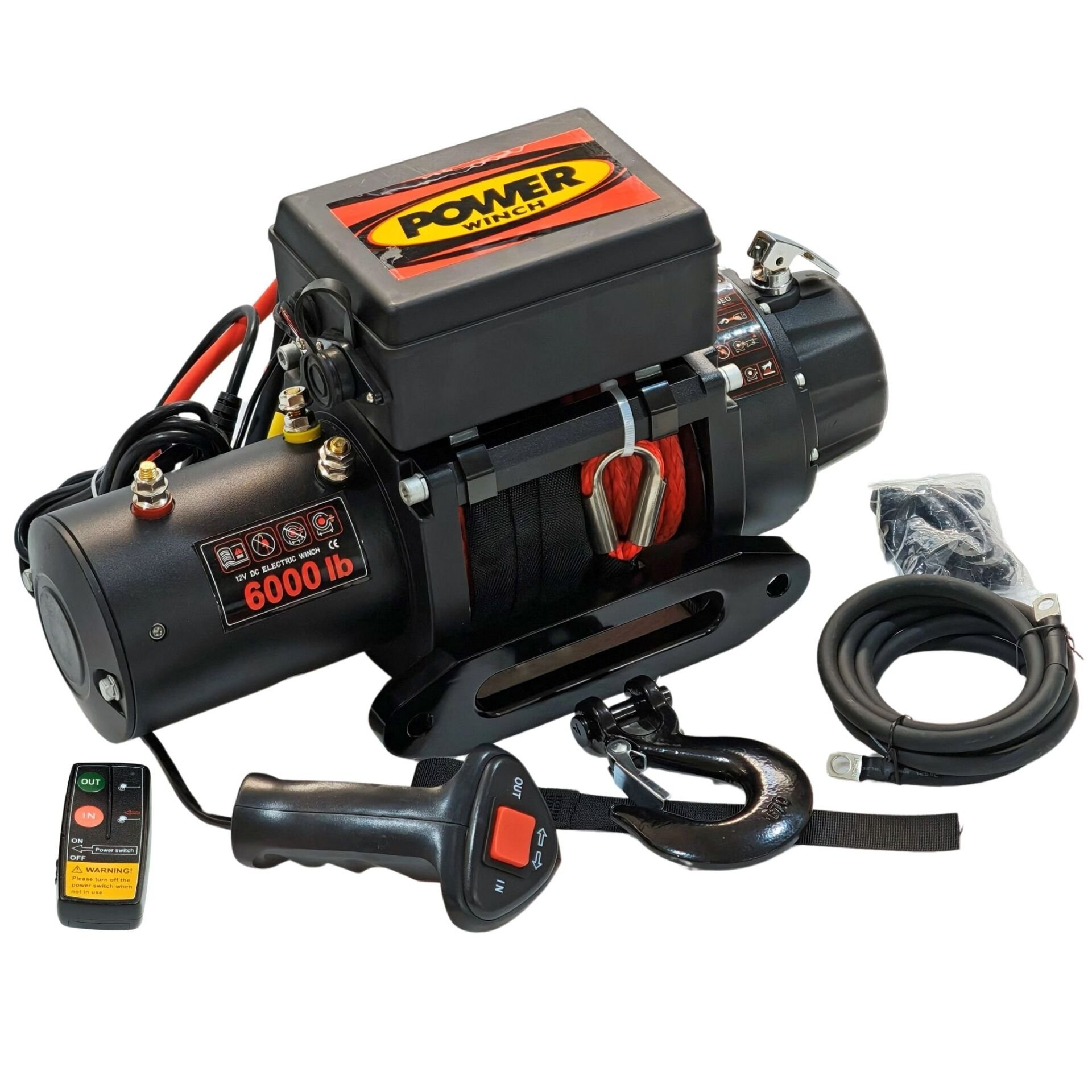 Power Winch 6000 lb Sentetik Halatlı Off-Road 4x4 Elektrikli Vinç 12V