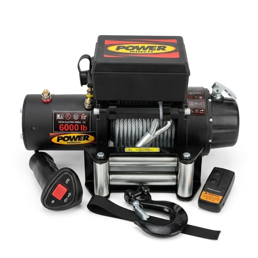 Power Winch 6000 lb Çelik Halatlı Off-Road 4x4 Elektrikli Vinç 12V