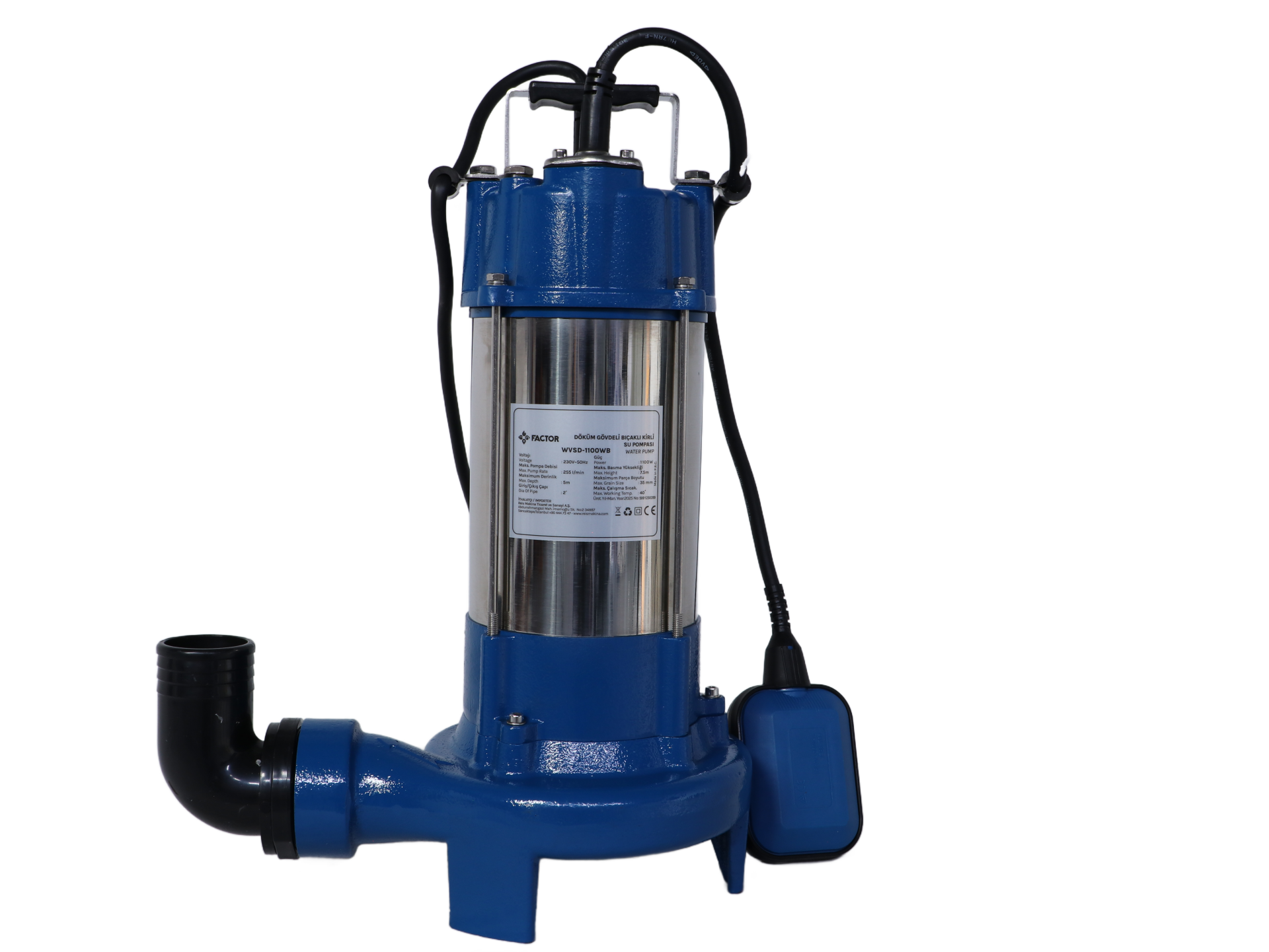 Factor FACWVSD-1100WB 1100w Döküm Gövdeli Bıçaklı Kirli Su Pompası