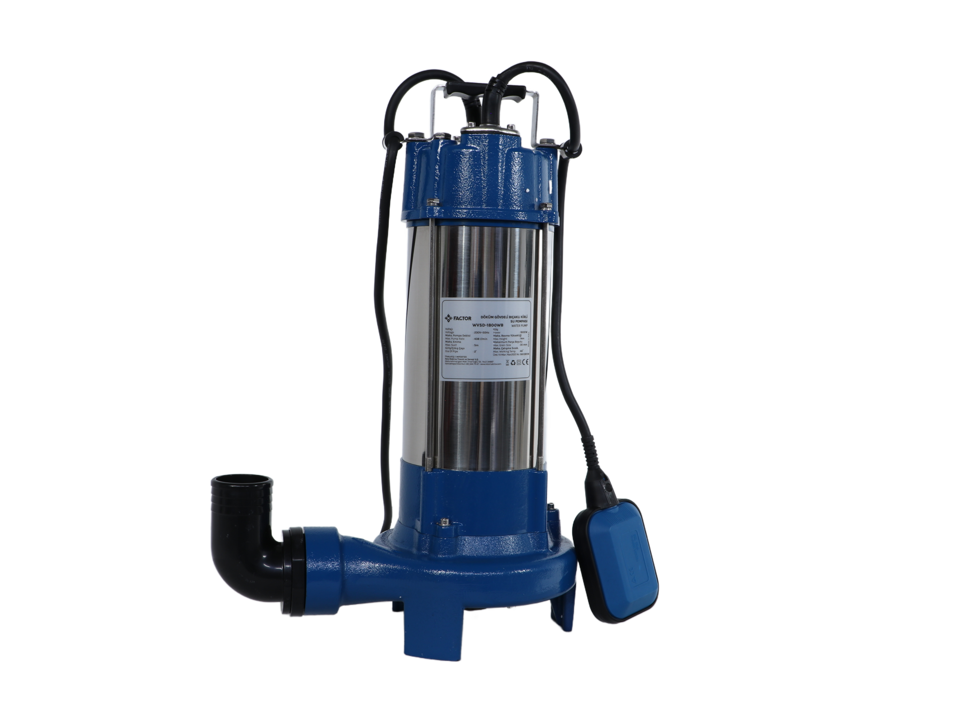 Factor FACWVSD-1800WB 1800w Döküm Gövdeli Bıçaklı Kirli Su Pompası