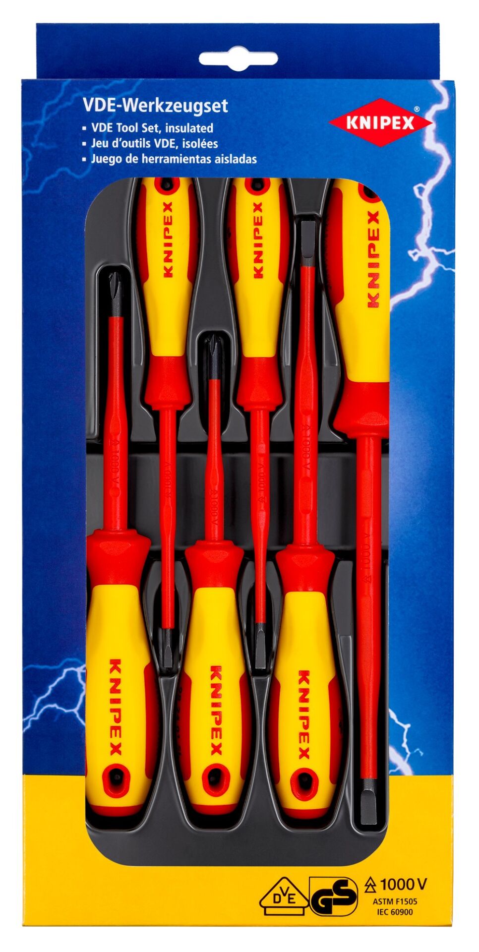 Knipex 00 20 12 V02 VDE Tornavida Seti Düz/Phillips 6 Parça