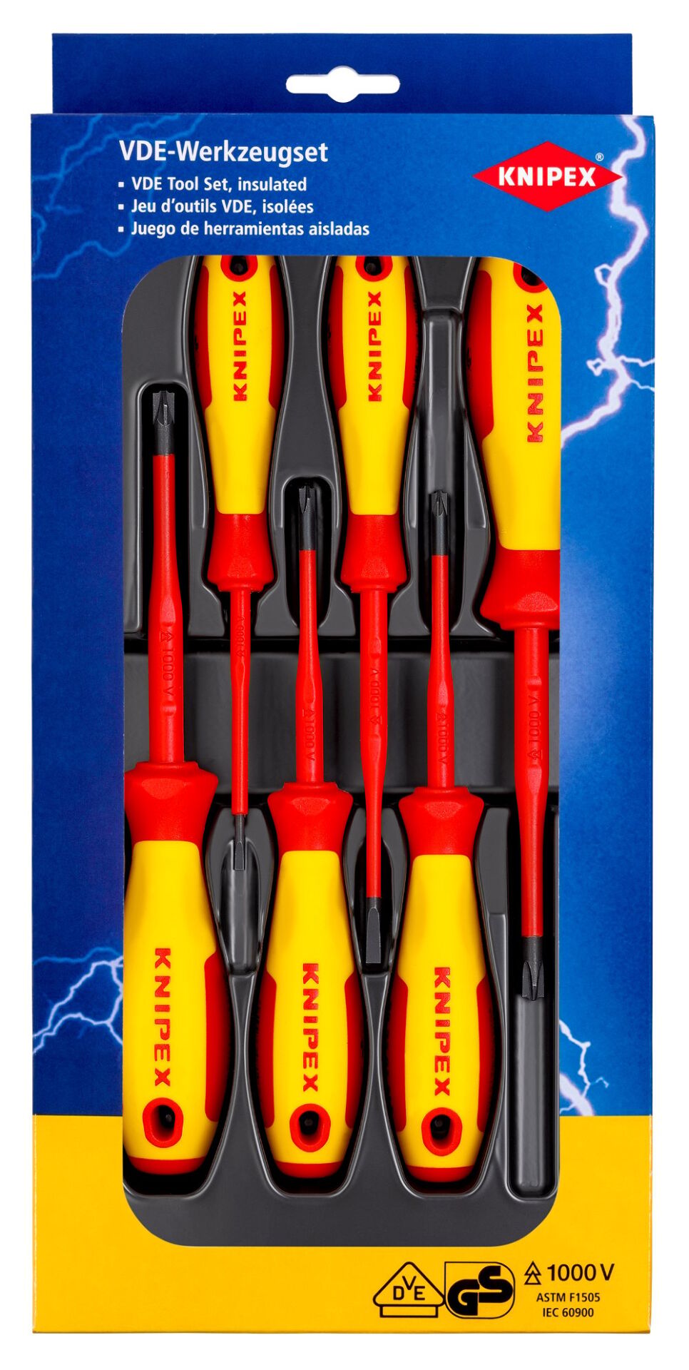 Knipex 00 20 12 V05 VDE Tornavida Seti Yıldız/Düz 6 Parça