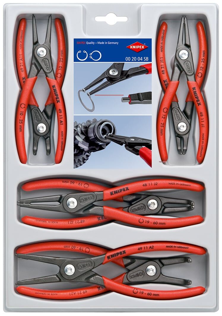 Knipex 00 20 04SB - Segman Pense Seti - Ağır Hizmet 8 Parça
