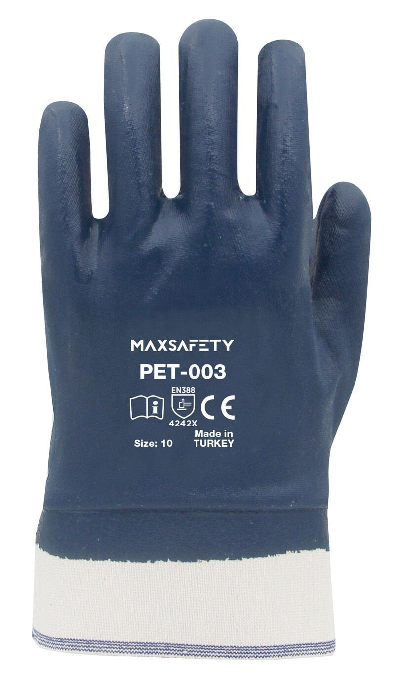 Max Safety PET-003-10 Nitril Petrol Eldiveni — 144 Çift/Koli